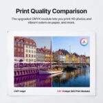 Comparativa de impresión: módulo CMYK de la xTool M2 frente a un cartucho CMY sobre papel