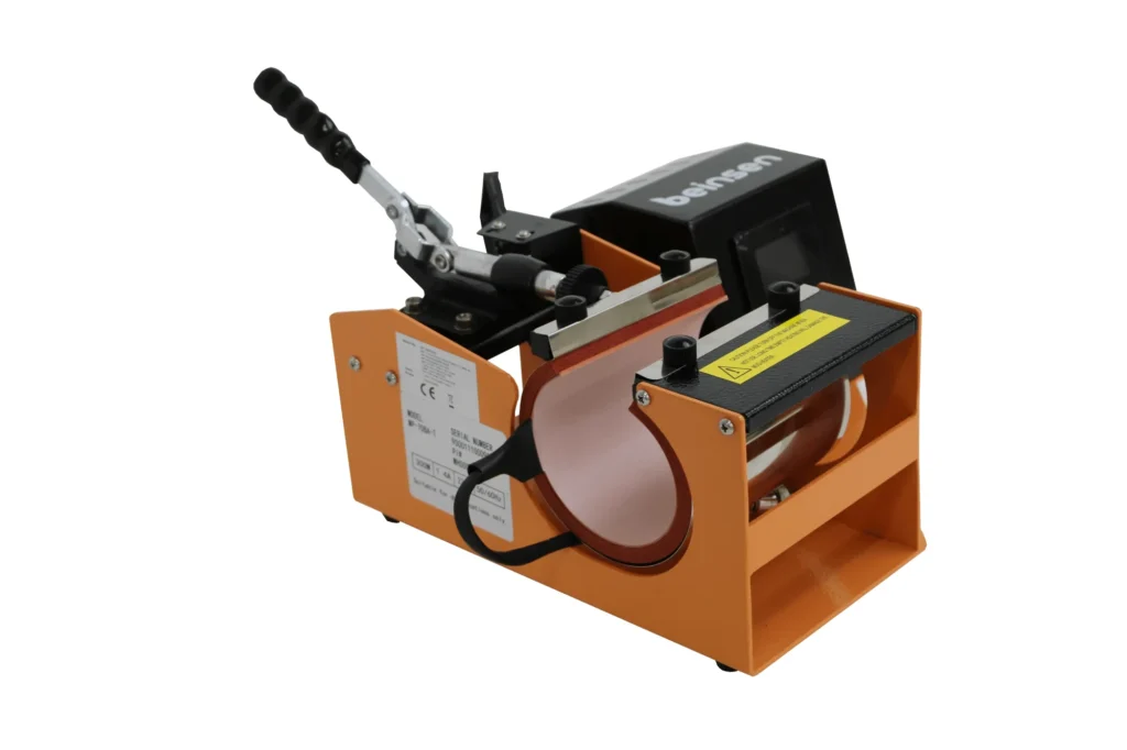 Placa de identificación de la plancha de tazas Beinsen Baréin con el marcado CE y datos de potencia 300 W y 220 V