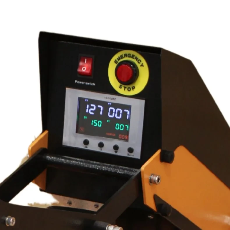 Detalle del controlador digital de la plancha Beinsen Doha con lectura de temperatura y tiempo, interruptor de encendido y parada de emergencia