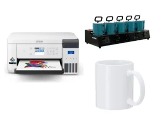 Kit Sublimación Tazas PRO — Epson SC-F100 + Prensa 5 tazas