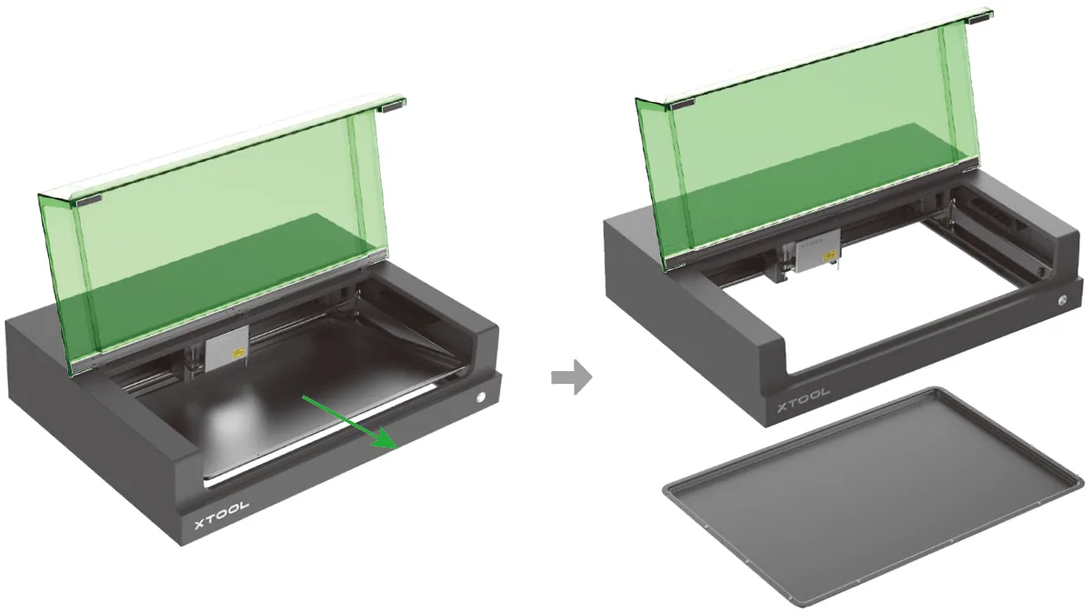 Guía de usuario de la Riser Base de xTool S1 compatible con el Conveyor Feeder