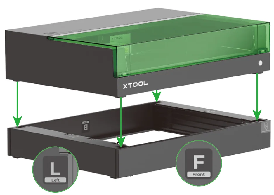 Guía de usuario de la Riser Base de xTool S1 compatible con el Conveyor Feeder