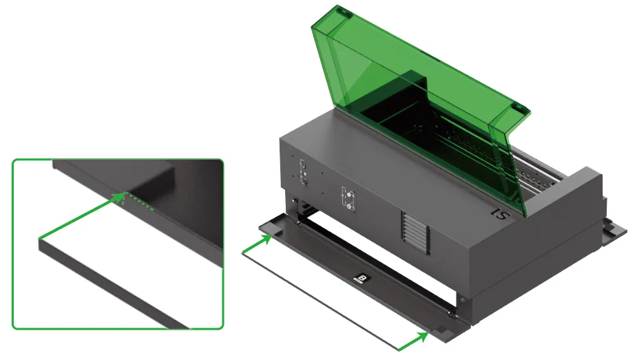 Guía de usuario de la Riser Base de xTool S1 compatible con el Conveyor Feeder