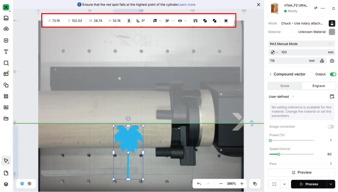 (xTool Studio) Usa el Rotary Attachment 3 (RA3) con la xTool F2 Ultra UV image.png