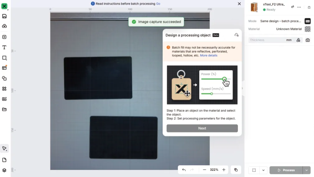 (xTool Studio) Usar el Conveyor para procesado por lotes (mismo diseño) con la xTool F2 Ultra UV image.png