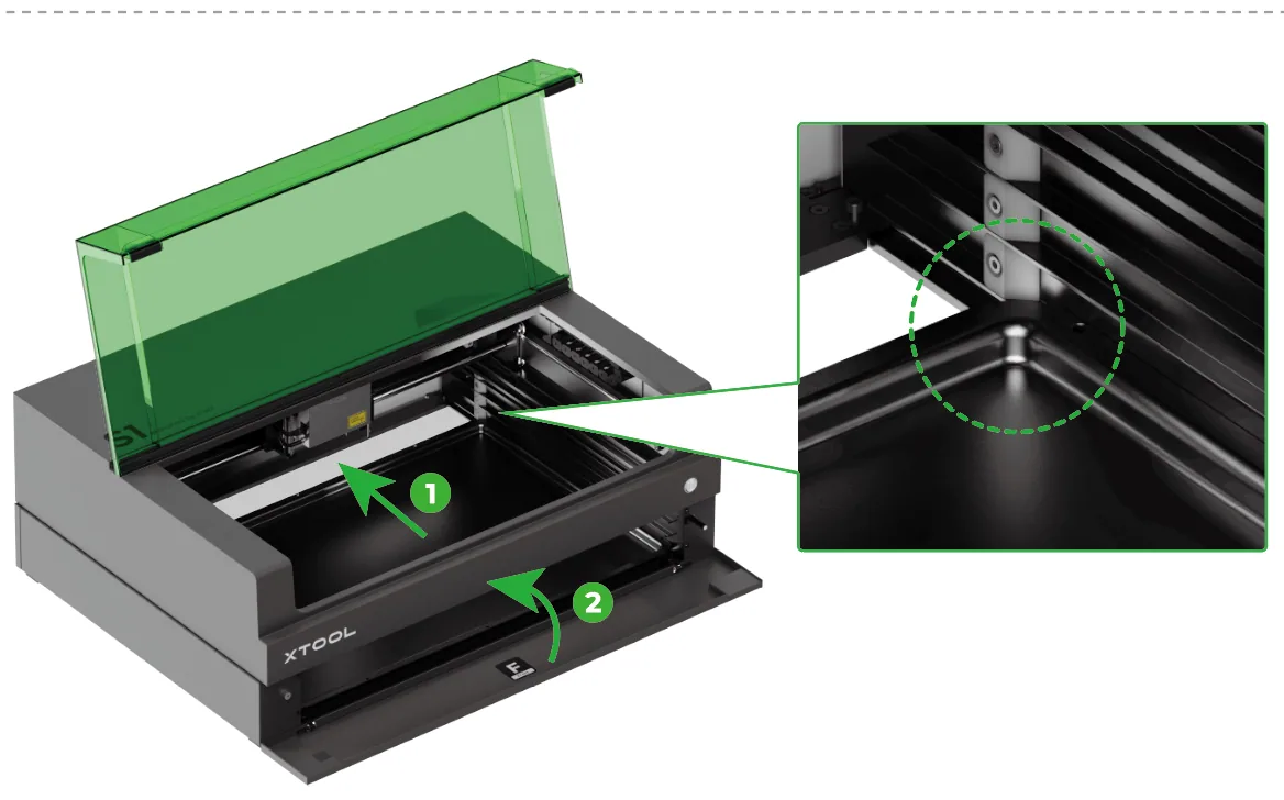 Guía de usuario de la Riser Base de xTool S1 compatible con el Conveyor Feeder