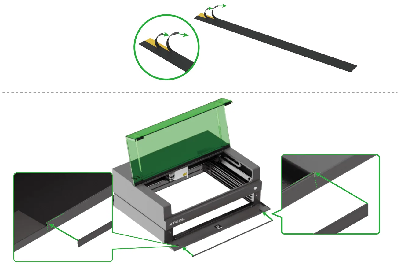 Guía de usuario de la Riser Base de xTool S1 compatible con el Conveyor Feeder