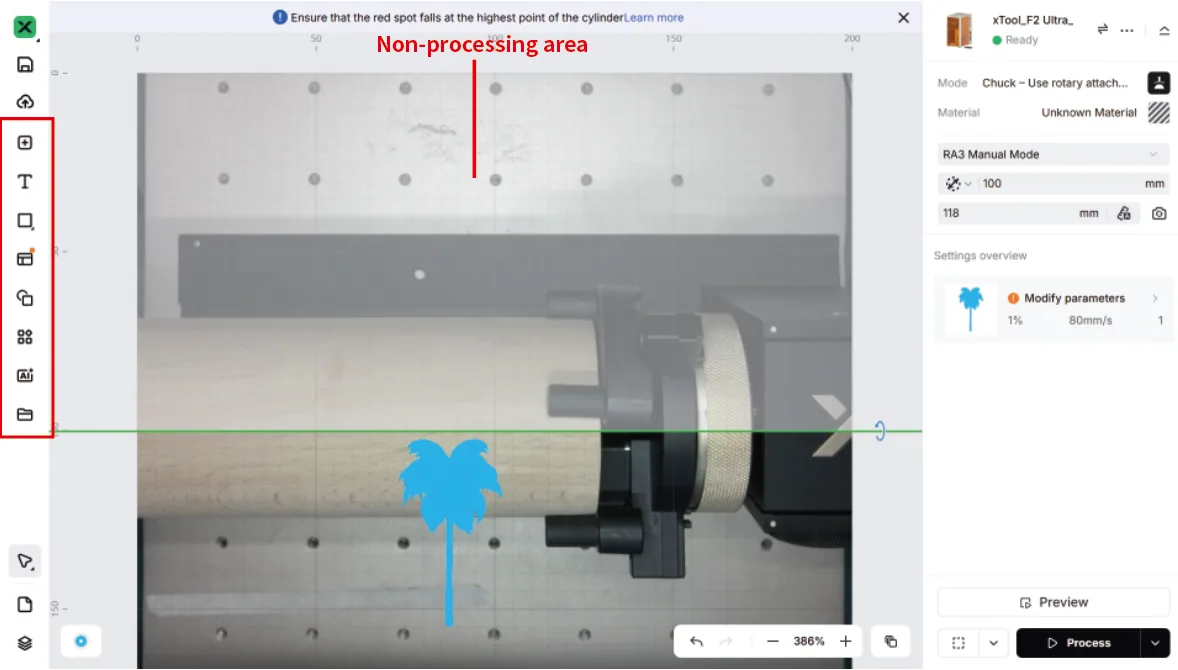 (xTool Studio) Usa el Rotary Attachment 3 (RA3) con la xTool F2 Ultra UV image.png