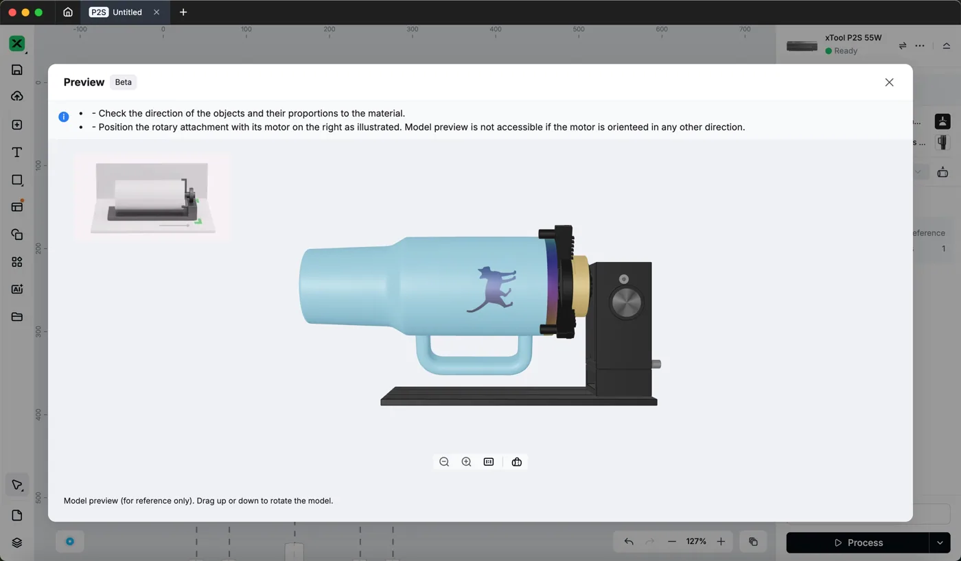 (xTool Studio) Usar el Rotary Attachment 3 (RA3) con xTool P2/P2S (xTool Studio) Usar el Rotary Attachment 3 (RA3) con xTool P2/P2S