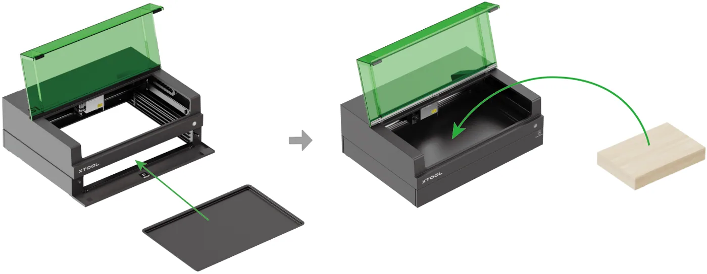 Guía de usuario de la Riser Base de xTool S1 compatible con el Conveyor Feeder