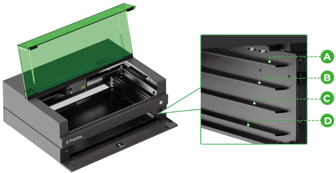 Guía de usuario de la Riser Base de xTool S1 compatible con el Conveyor Feeder