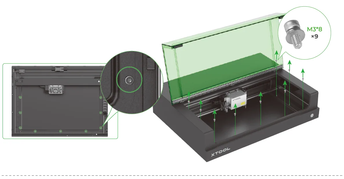 Guía de usuario de la Riser Base de xTool S1 compatible con el Conveyor Feeder