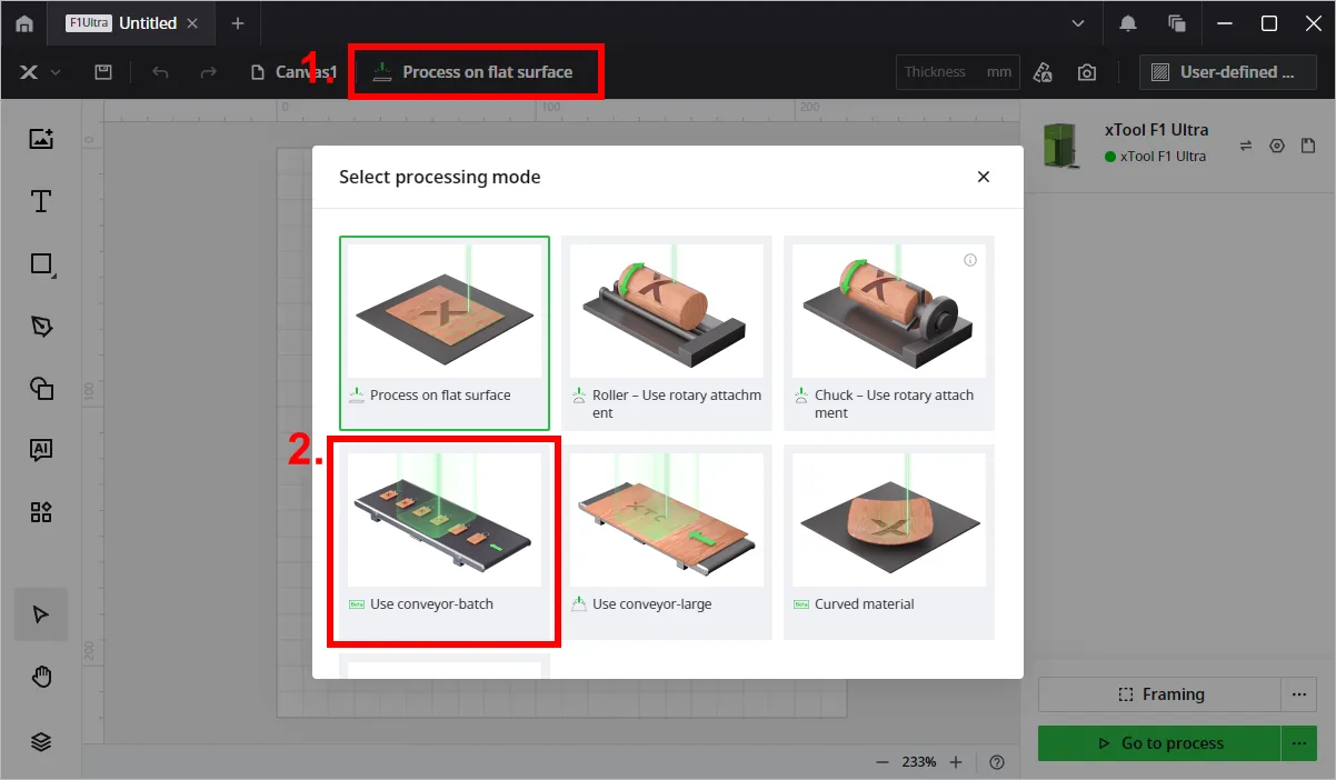 (XCS V2.1) Usar la cinta transportadora para el procesamiento por lotes