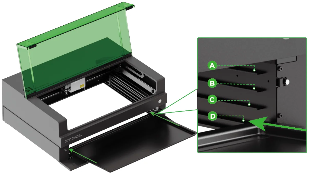Guía de usuario de la Riser Base de xTool S1 compatible con el Conveyor Feeder