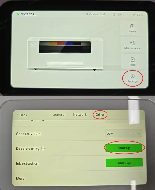 Diagnosticar y solucionar "Sin salida de blanco" o el bloqueo del flujo de tinta blanca en la xTool Apparel Printer Diagnosticar y solucionar "Sin salida de blanco" o el bloqueo del flujo de tinta blanca en la xTool Apparel Printer