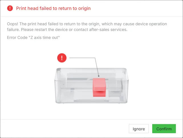 Resolver "El cabezal no ha vuelto al origen" (Código de error: Z axis time out) en la xTool Apparel Printer Resolver "El cabezal no ha vuelto al origen" (Código de error: Z axis time out) en la xTool Apparel Printer