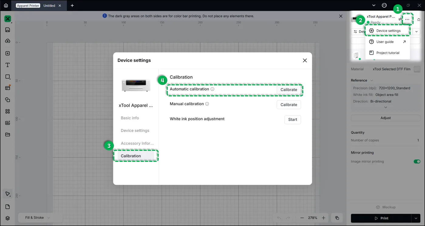 Operar la xTool Apparel Printer en xTool Studio