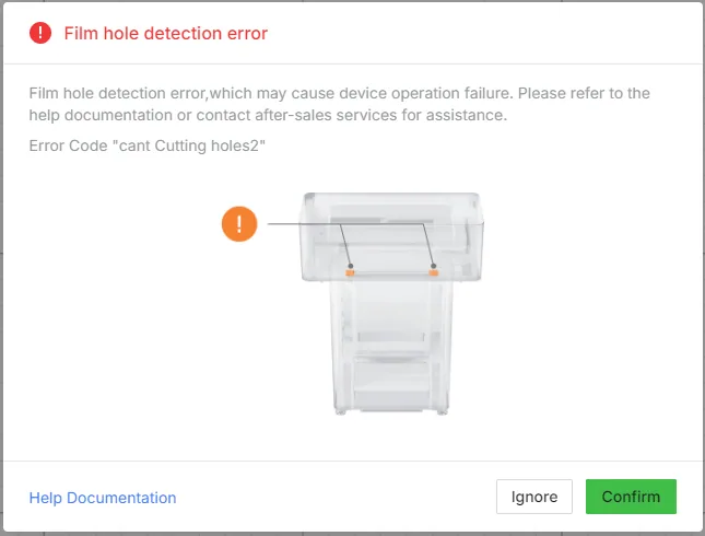 Solución del error "Film hole detection error" en la xTool Apparel Printer
