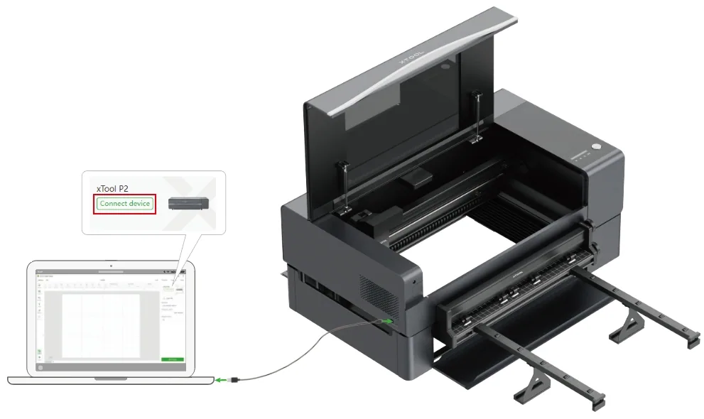 Usar XCS para operar el alimentador transportador de xTool P2