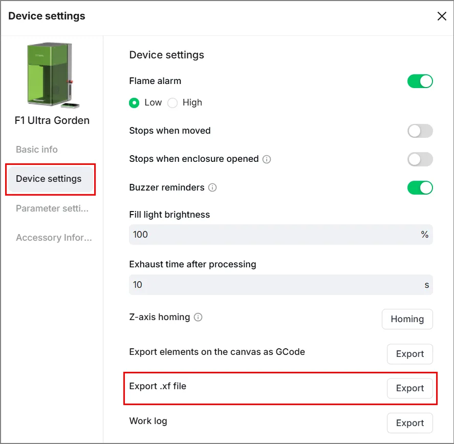 (xTool Studio) Iniciar el procesamiento sin conexión con el controlador de pantalla táctil (xTool Studio) Iniciar el procesamiento sin conexión con el controlador de pantalla táctil