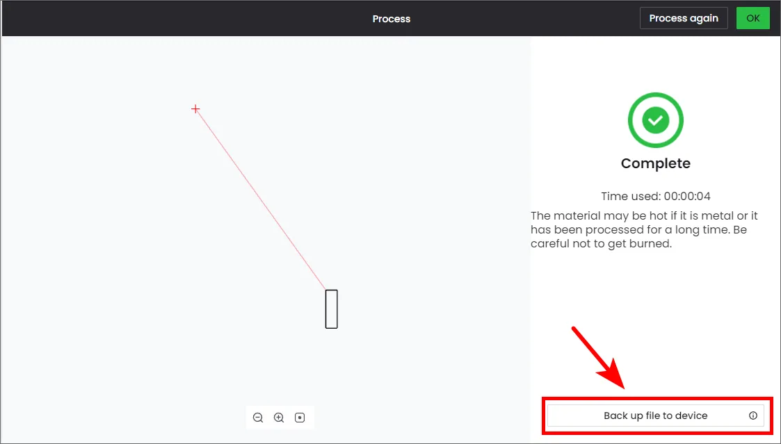 (xTool Studio) Iniciar el procesamiento sin conexión con el controlador de pantalla táctil