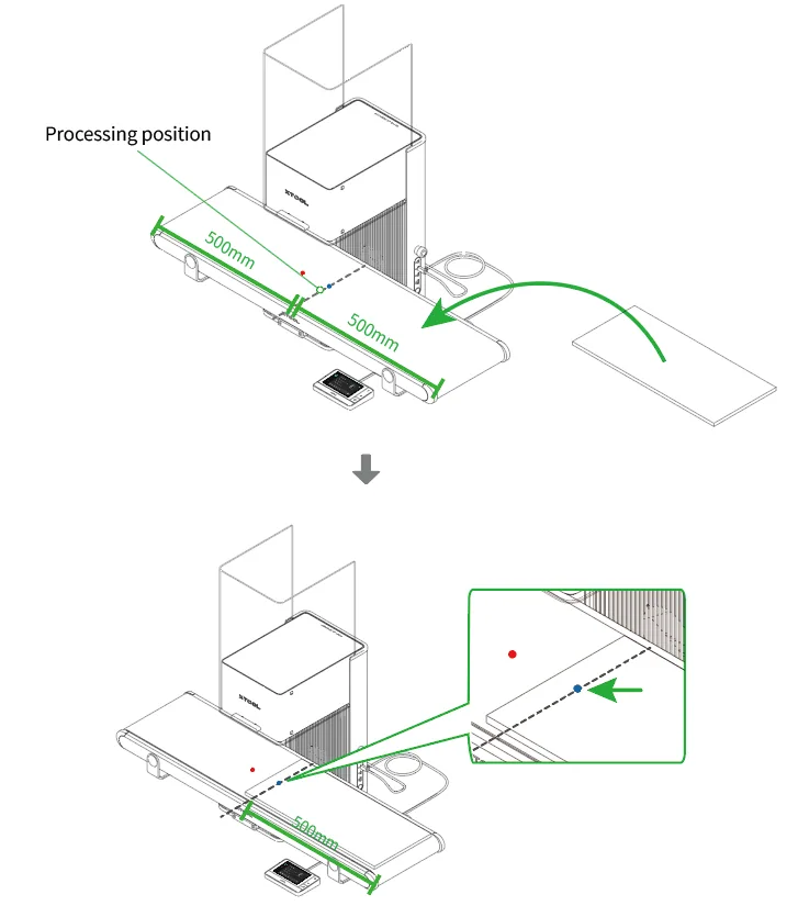 (XCS V2.1 o posterior) Cómo usar la cinta transportadora para procesar un material grande con la xTool F1 Ultra (XCS V2.1 o posterior) Cómo usar la cinta transportadora para procesar un material grande con la xTool F1 Ultra