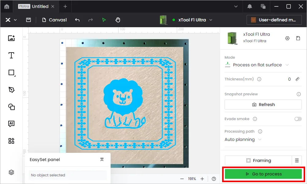 (XCS V2.0) Procesar sobre una superficie plana con XCS en el ordenador (XCS V2.0) Procesar sobre una superficie plana con XCS en el ordenador