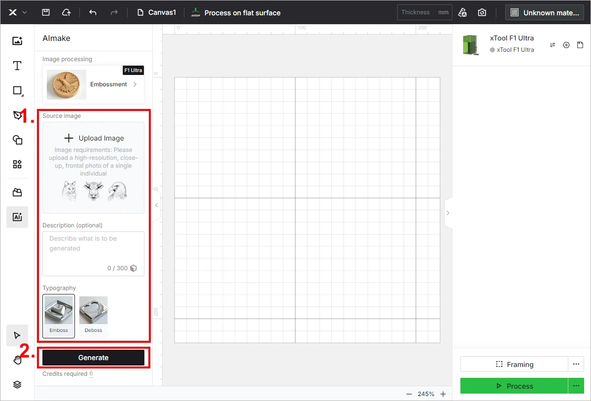 (XCS V2.1 o posterior) Cómo empezar a hacer relieve láser con la xTool F1 Ultra