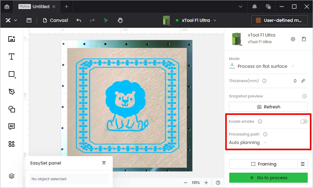 (XCS V2.0) Procesar sobre una superficie plana con XCS en el ordenador