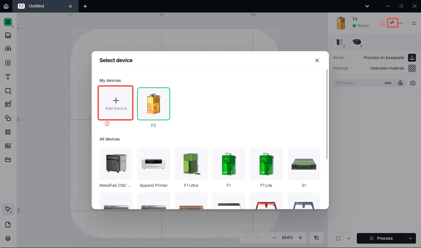 Conectar la xTool F2 a xTool Studio en el ordenador