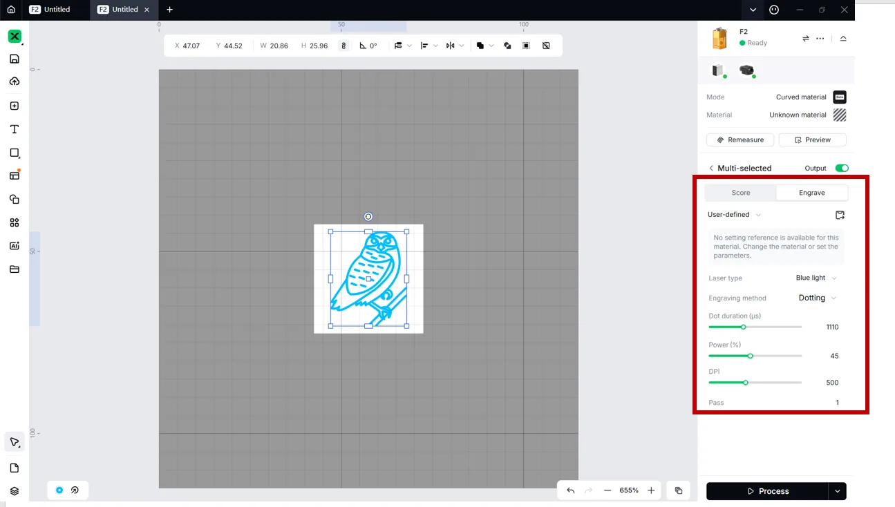 Procesar un material curvo con la xTool F2 Procesar un material curvo con la xTool F2