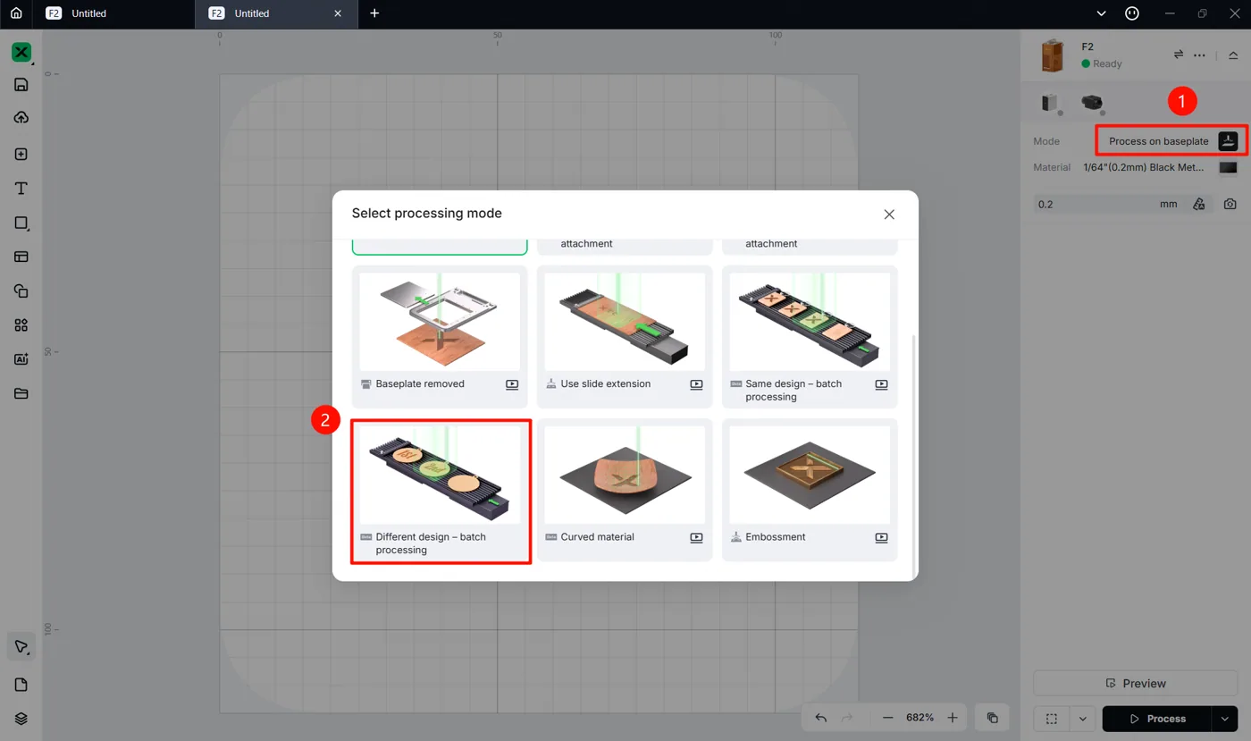 Procesar materiales por lotes con la extensión deslizante (diseños diferentes) Procesar materiales por lotes con la extensión deslizante (diseños diferentes)