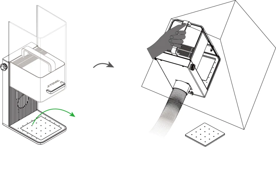 Procesar un material plano con la placa base retirada