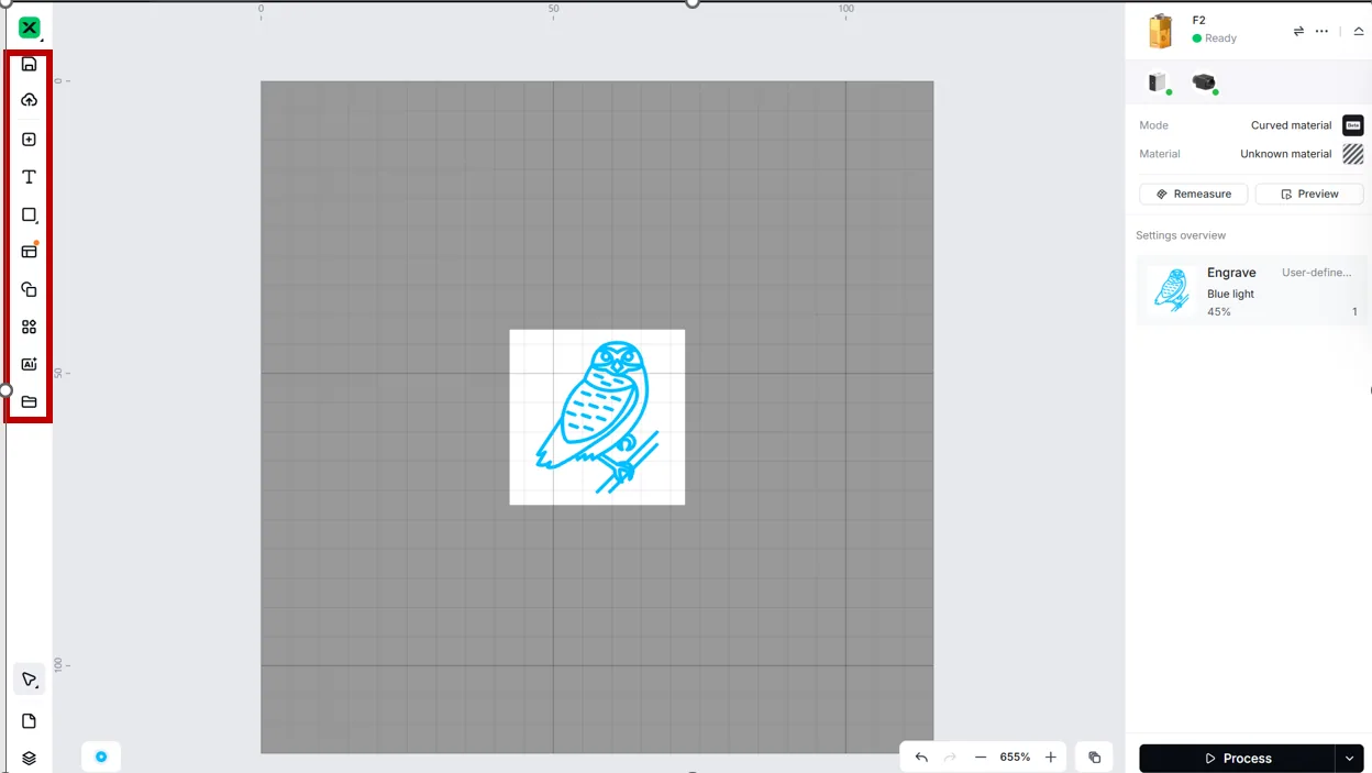 Procesar un material curvo con la xTool F2 Procesar un material curvo con la xTool F2