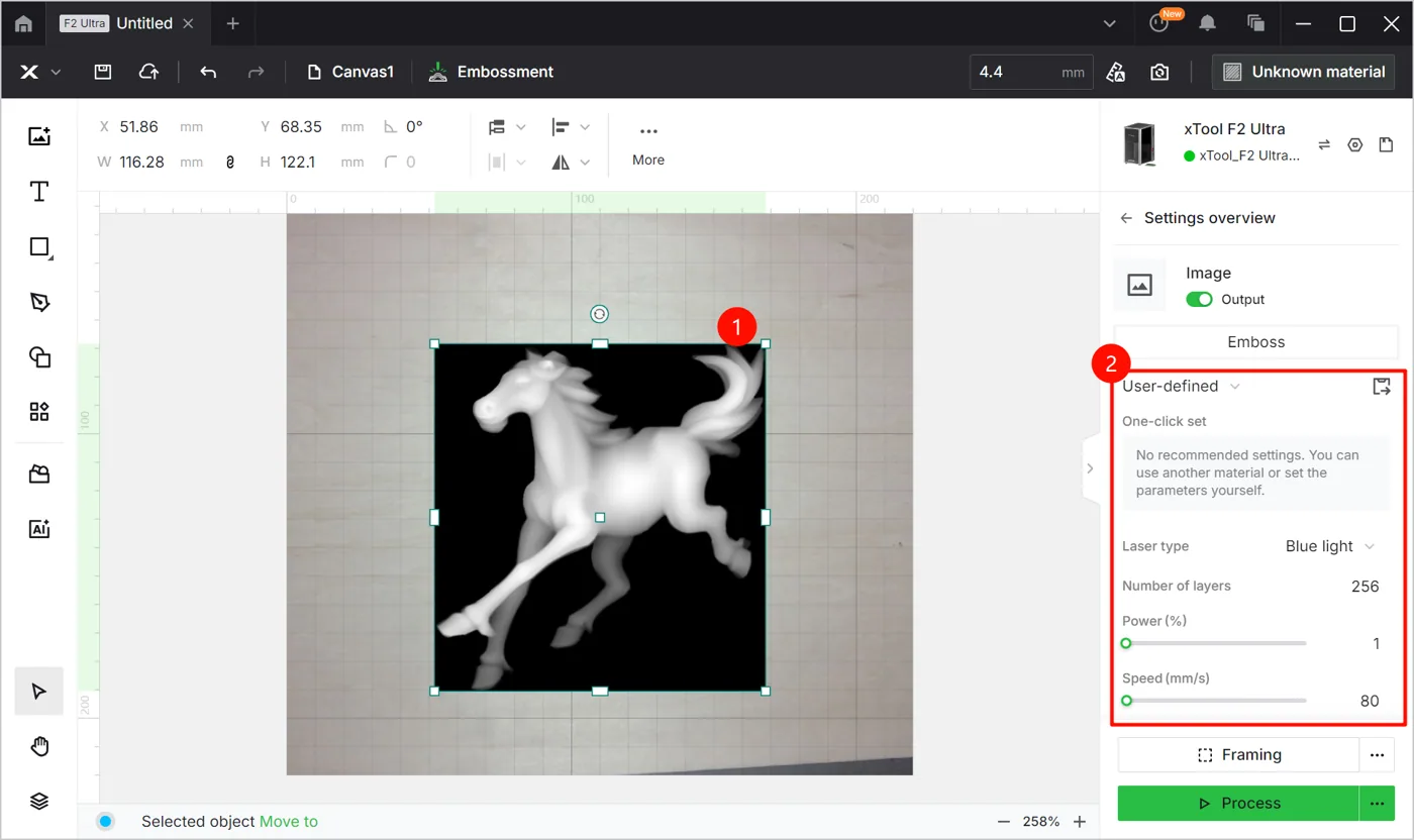 Empezar a hacer relieve láser con la xTool F2 Ultra