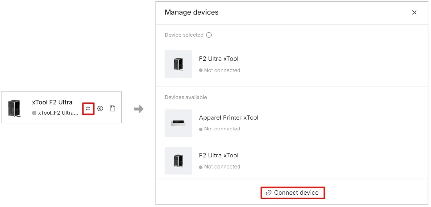 Conectar la xTool F2 Ultra a XCS en el ordenador
