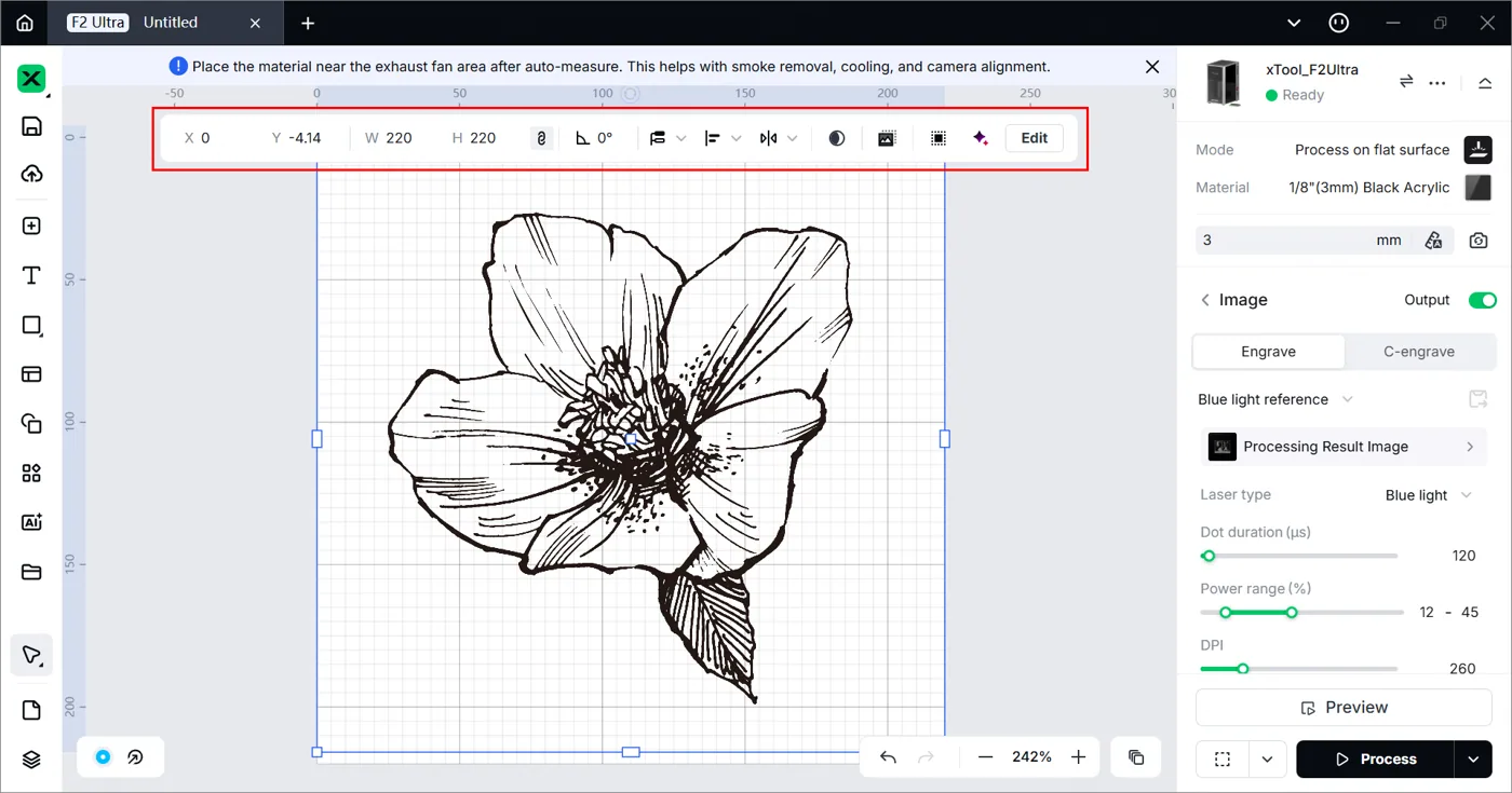 (xTool Studio) Procesar en superficie plana con la xTool F2 Ultra image.png
