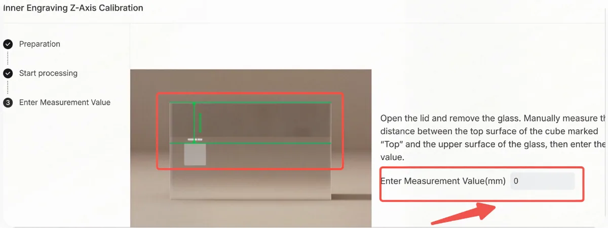 Resolución de una altura de grabado interior de vidrio incorrecta en la xTool F2 Ultra UV Z轴参数设置.png