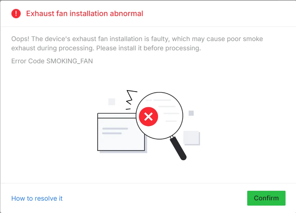 Solucionar "Instalación anómala del ventilador de extracción" en la serie xTool F2 Ultra Solucionar "Instalación anómala del ventilador de extracción" en la serie xTool F2 Ultra