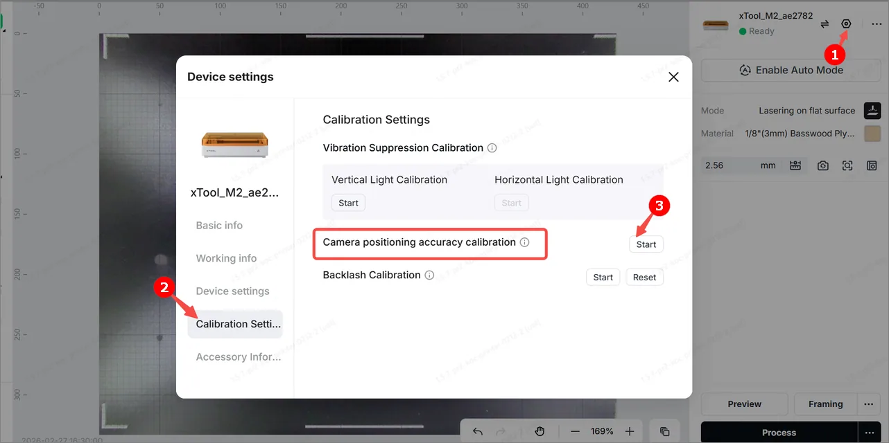 Solucionar la "Desviación de posicionamiento de la cámara" en la xTool M2 image.png