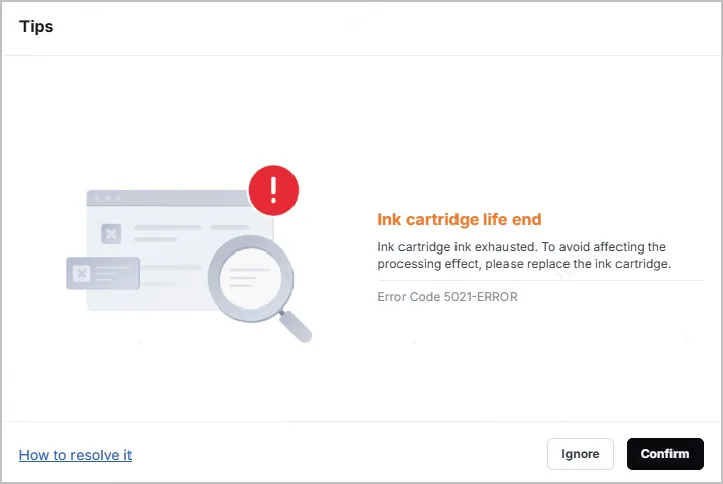 Solución del error «Fin de vida del cartucho de tinta» del módulo de inyección CMYK de la xTool M2 life end.png