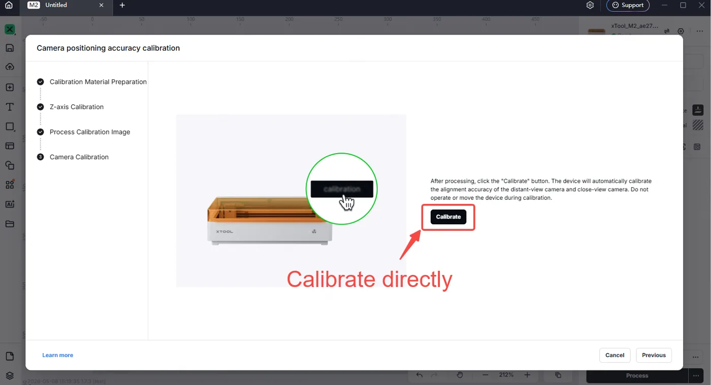 Solucionar «Error de calibración (código de error -501)» en la xTool M2 Solucionar «Error de calibración (código de error -501)» en la xTool M2