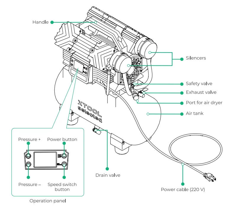 Guía de usuario del xTool Air Compressor Guía de usuario del xTool Air Compressor