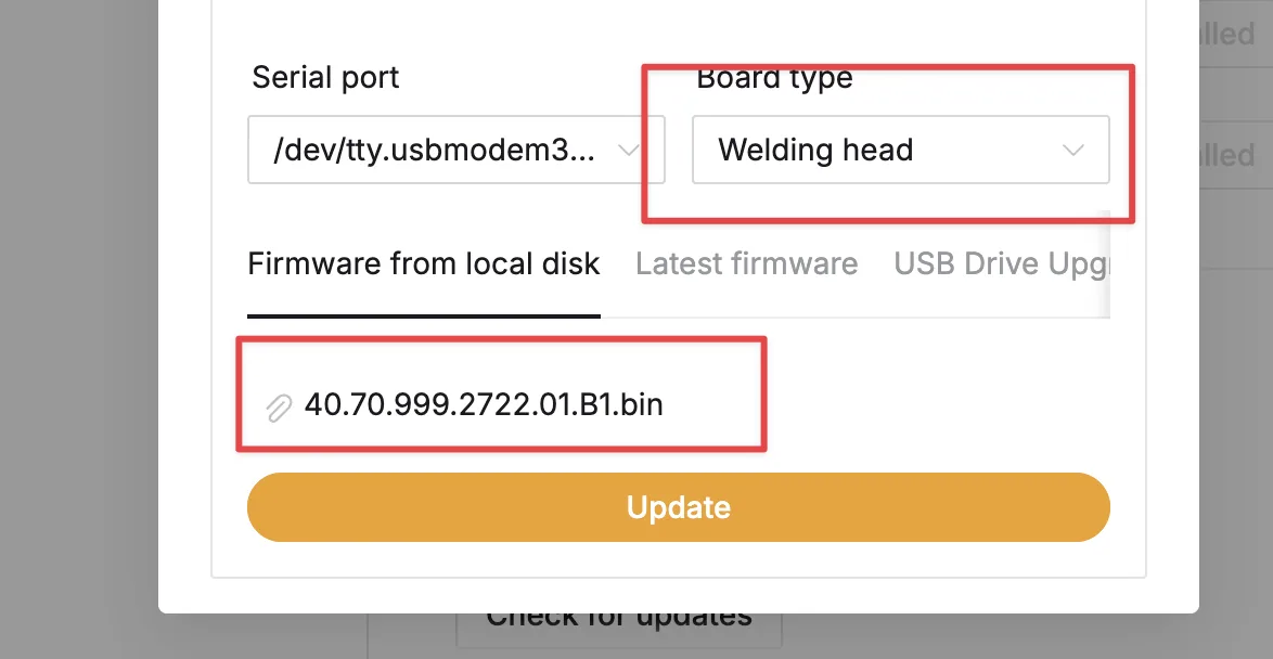 (XCS) Guía de actualización de firmware del xTool MetalFab (XCS) Guía de actualización de firmware del xTool MetalFab