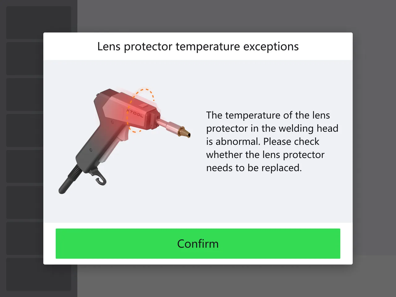 Solución del error «Excepciones de temperatura del protector de lente» de la xTool MetalFab Laser Welder Solución del error «Excepciones de temperatura del protector de lente» de la xTool MetalFab Laser Welder