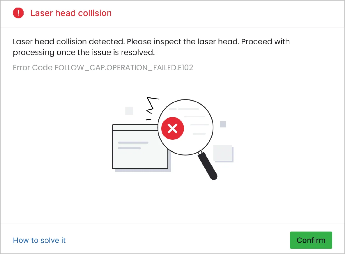 Resolver el error "Colisión del cabezal láser" en la cortadora CNC xTool MetalFab