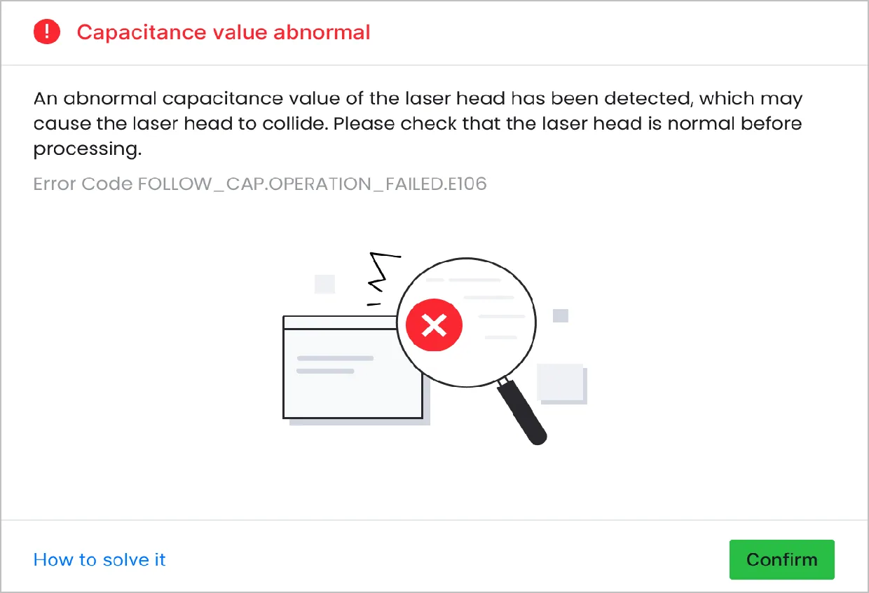 Resolver "Valor de capacitancia anómalo" en la xTool MetalFab CNC Cutter 1 issue description.PNG