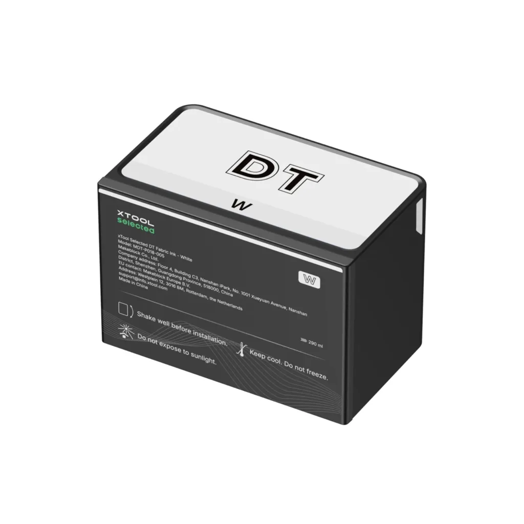 Cartucho de tinta textil blanca DT Fabric xTool Selected de 290 ml