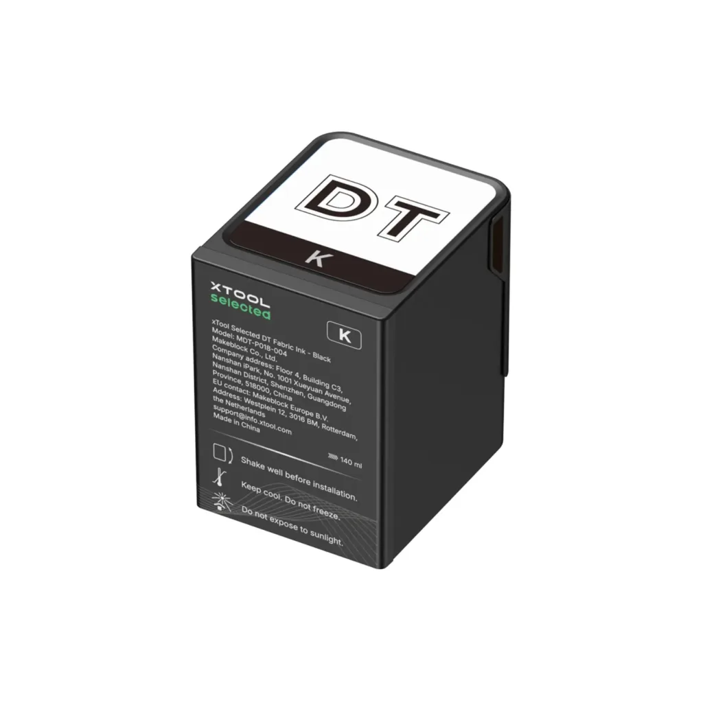 Cartucho de tinta textil negra DT Fabric xTool Selected de 125 ml