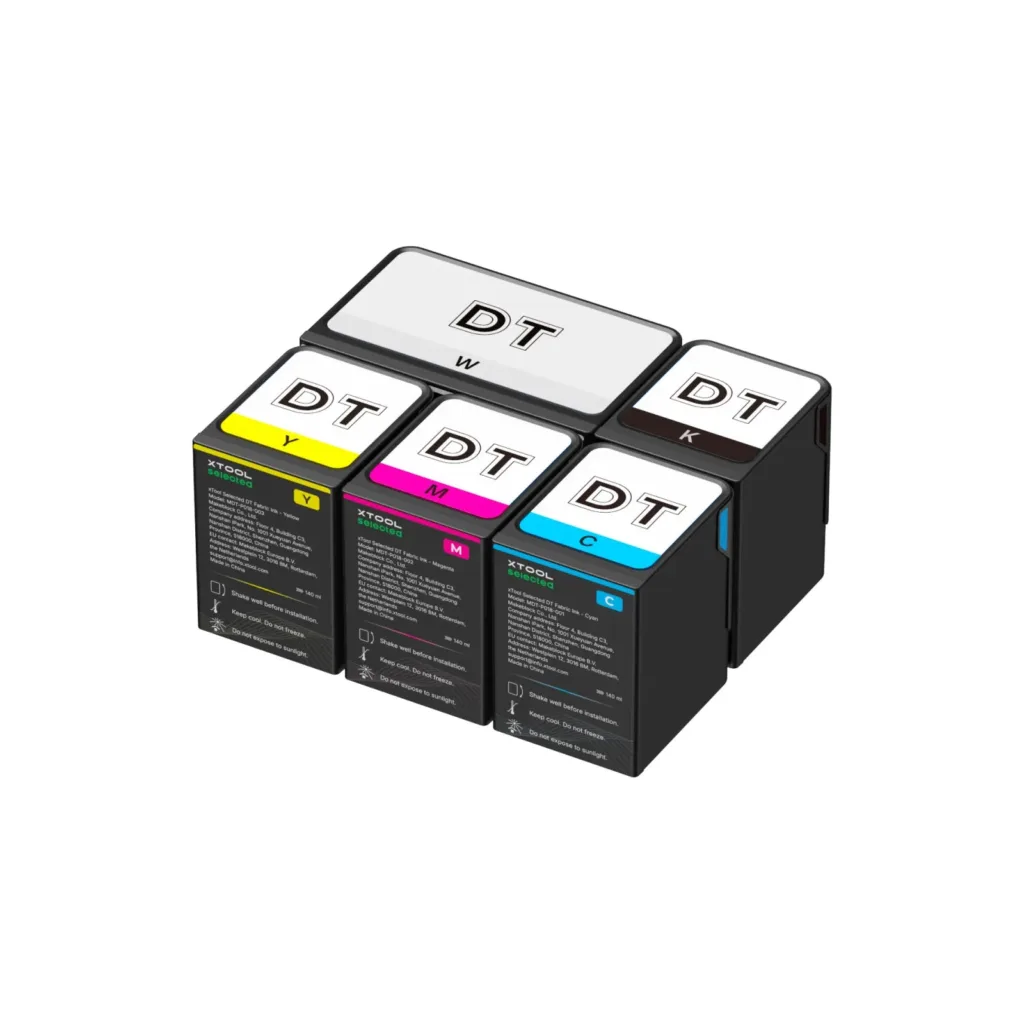 Pack esencial de tinta textil DT Fabric xTool Selected: CMYK y blanco